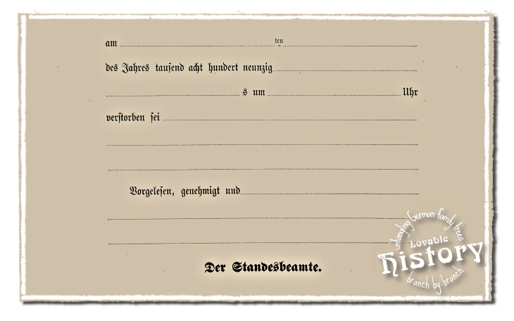 Empty 1890s pre-printed civil register forms [www.lovablehistory.com]